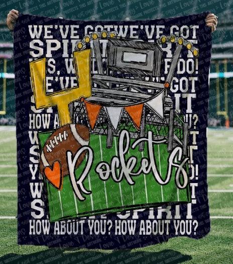 We’ve Got Spirit How About You Football Rockets Navy Orange Blanket