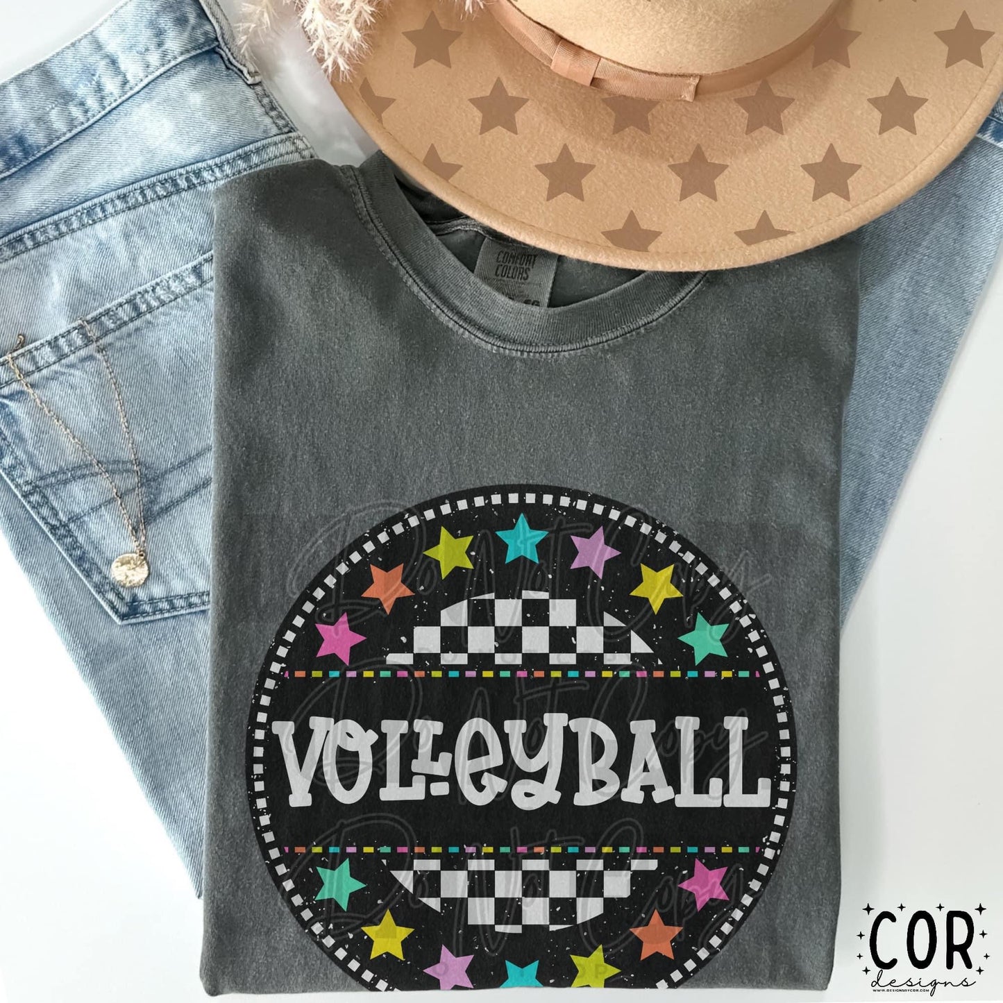 Volleyball Colorful Star Checkered Circle Apparel