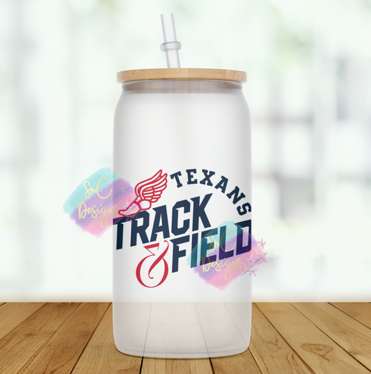 Frosted Texans Arch Glass Cup