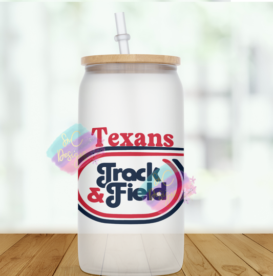 Frosted Vintage Texans Glass Cup