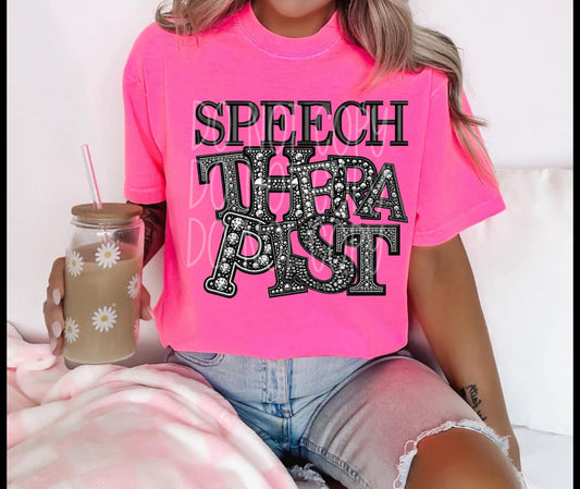 Speech Therapist Faux Rhinestones